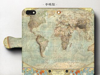【ヴィンテージ世界地図 レトロ】スマホケース手帳型 iPhoneⅩ XS 全機種 対応 TPU レザー 名画の画像