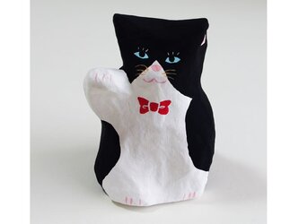 ■招き猫(小）張り子　ハチワレ4　置物の画像