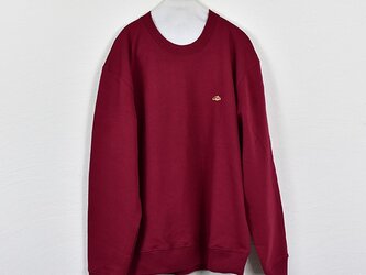 クルーネックスウェット【ワイン】；クロワッサン刺繍付きの画像