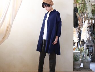 【受注制作】藍染　コットンロングシャツ　濃紺　ユニセックスsizeFの画像