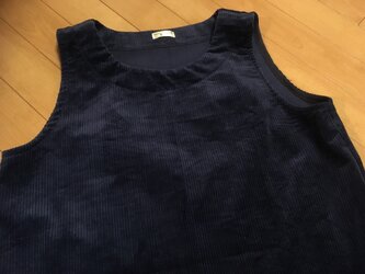 【t様オーダー品】ノースリーブワンピース★ネイビーコーデュロイの画像