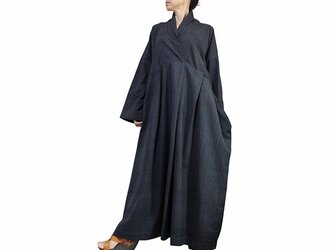 ジョムトン手織り綿のロングドレス No.1 墨黒 （DFS-053-01）の画像
