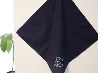 【受注制作】藍染　ハンカチ　いのししの画像