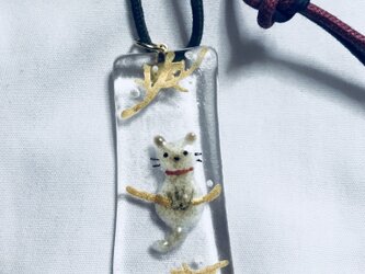 ガラス胎七宝 シャム猫 ネックレスの画像