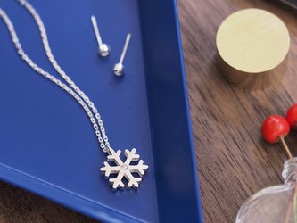 雪の結晶 ネックレス ＆ 霰 ピアス セット シルバー925の画像