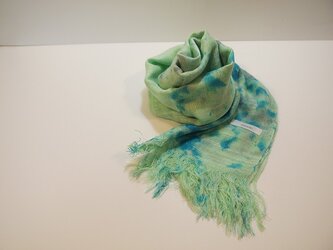 国産シルク100％手描き染めストール green&blueの画像