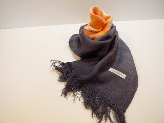 国産シルク100％手描き染めストール orange yellow pink&gray02の画像