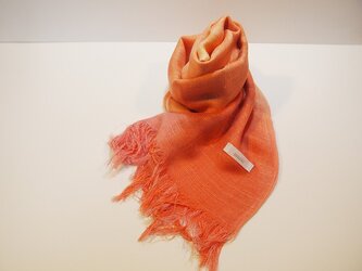 国産シルク100％手描き染めストール orange&pinkの画像