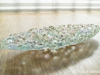 ガラスのアクセサリートレイ - 「 KUBOMI 」● みどり色・20cmの画像