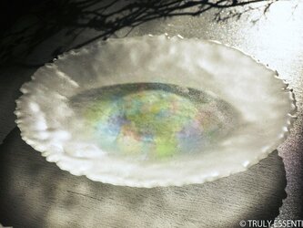 つや消しガラスの大皿 -「 HANAのおと 」● みどり色・29cmの画像