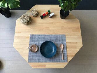 【送料無料】 ローテーブル 8角 90cm パイン ナチュラル 折りたたみ脚の画像