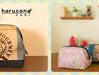 ワイヤー口金ポーチ／楽器アクセサリー収納用／オックスデニム調の画像