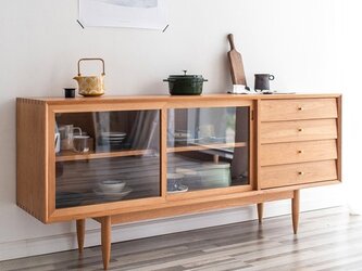 オーダーメイド 職人手作り キャビネット ローボード テレビ台 家具 リビング収納 天然木 エコ 北欧家 LR2018の画像