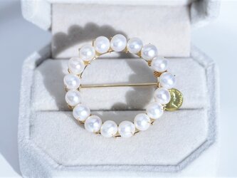 淡水パール　コインチャーム　サークルブローチ*