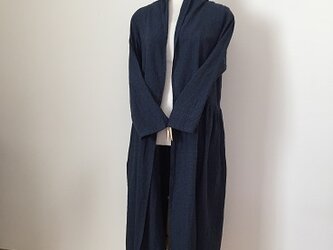 グレンチェックの綿麻 ショールコートM~Lの画像