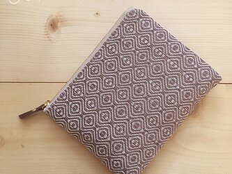 pouch[手織り小さめポーチ]あずき×アイボリーファスナーの画像