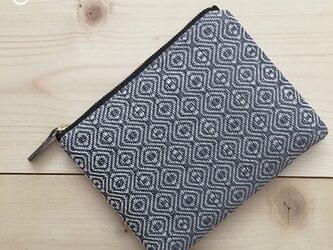 pouch[手織り小さめポーチ]ブルーグレー×ブラックファスナーの画像