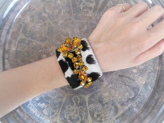 ハラコレザー カフブレスレット　hair on leather cuff bracelet <LC-HBR2>の画像