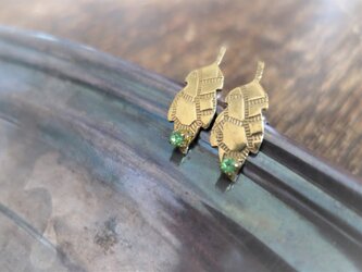 アンティーク タイニーリーフピアス ペリドット pierced earrings leaf <PE-LF2>の画像