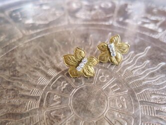 アンティーク メイプルリーフピアス クリア pierced earrings <PE-LF3>の画像