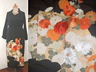 Sold Out留袖リメイク♪菊の刺繍が素敵な留袖ワンピース♪ハンドメイド・シルク・フォーマルの画像