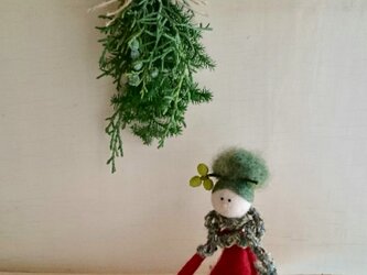 X'mas 女の子とミニスワッグ（赤）の画像
