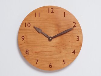 木製 掛け時計 丸型 桜材25の画像