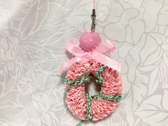 ハワイアンリボンレイ【イリマ＆ティーフストラップ　ピンク】完成品の画像