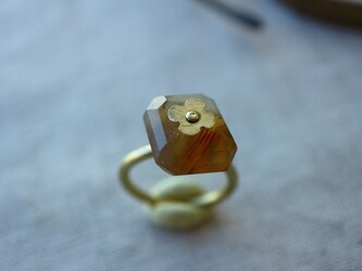 Brass Point Ring＊ボツワナアゲート＊真鍮リング*no.229の画像