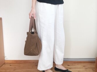 コーデュロイのシンプルパンツ  オフホワイトの画像