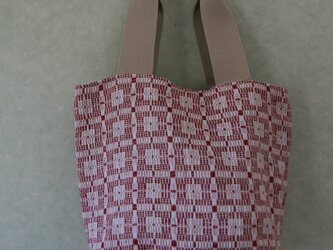 北欧手織りトートバッグ（赤）（やわらか）の画像