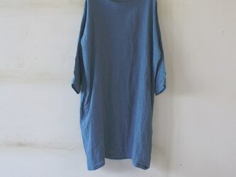 ドルマンスリーブワンピース＊lithuanian linen ブルーグリーン　【受注生産品】の画像