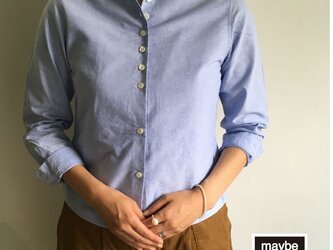 【受注生産】オックスのシャツ・丸衿　　＃ブルー＜プチトラッド＞　の画像