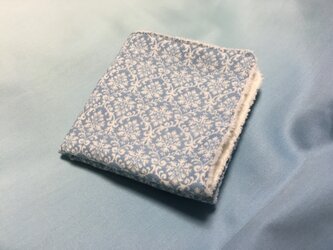 ガーゼタオルハンカチ ダマスク 水色の画像