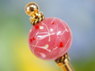 水風船模様とんぼ玉のかんざし　もも色の画像
