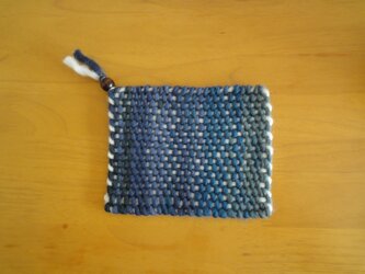 　手織り　ポットマット・ ネイビー系の画像