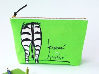オリジナル！シマウマのお尻ポーチ・kazun'×harche'コラボ（両面黄緑）の画像