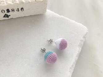 コットンレース玉ピアス/イヤリング 桜の画像