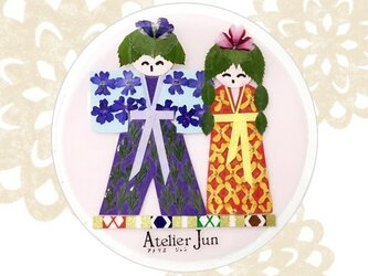 フワラー壁掛けコースター用押し花作品（ひめ雛飾り）の画像