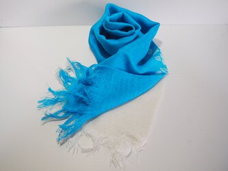 国産シルク100％手描き染めストール blue&whiteの画像