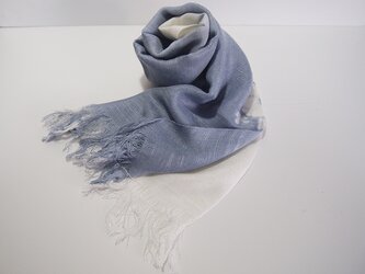 国産シルク100％手描き染めストール gray&whiteの画像