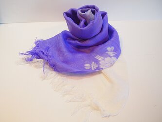 国産シルク100％手描き染めストール purple&whiteの画像