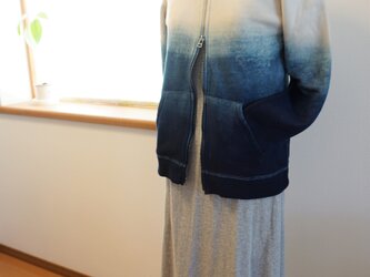 藍染　ジップパーカー　グラデーション　size2の画像