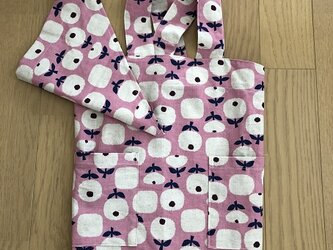 子ども用 100~110サイズのバッククロスエプロン ピンク系の画像