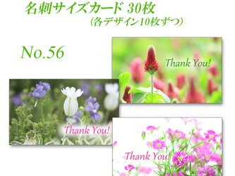 No.56　可愛い草花たち　  名刺サイズサンキューカード  30枚の画像