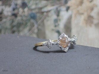 ローズカットダイヤモンド リング ピーチベージュ（Ice field M Ring)の画像