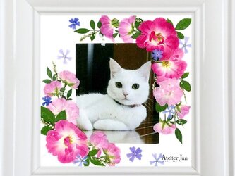 写真＆名入れ無料！押し花フレーム(１５×１５サイズ）の画像