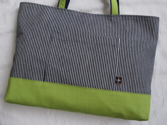 セミオーダー☆ヒッコリー＆帆布・グリーン☆レッスンバッグの画像