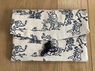 鳥獣戯画の模様の御朱印帳入れ ポーチにも。の画像