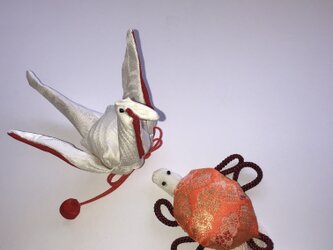 ヴィンテージ着物の鶴と亀の画像